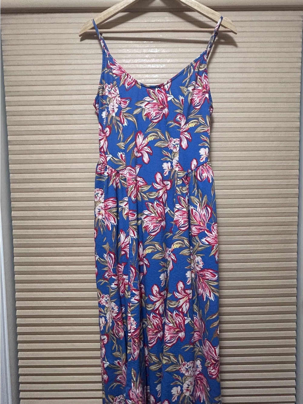 Blue Floral Maxi Dress with Pink & Cream Blooms - A New Day